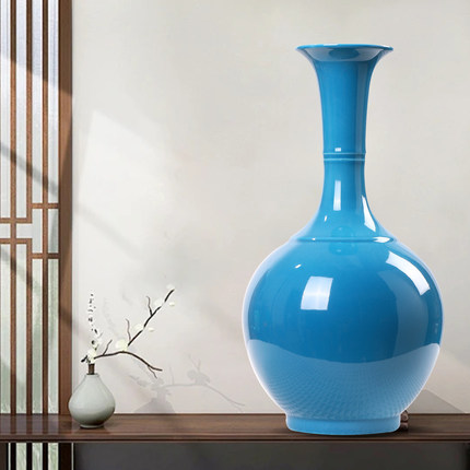 家居装饰瓷器绿色蓝色红色插花花瓶客厅颜色釉清新迷你禅意花瓶10