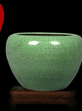 景德镇仿古仿官窑开片裂纹釉小缸大笔洗碎瓷 裂纹釉瓷 家居摆设