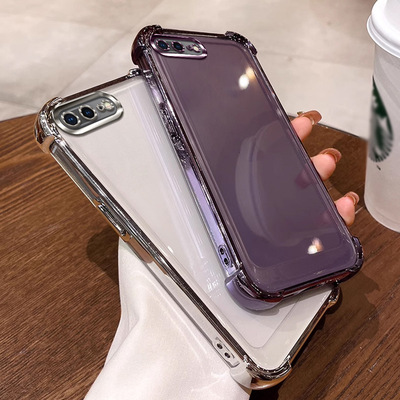 四角气囊防摔适用苹果8plus手机壳iphone8plus潮a1864保护套透明男女款ins风全包软防摔tpu简约个性创意.电镀