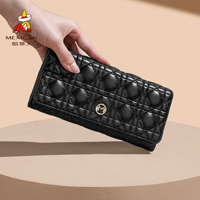 稻草人翻盖手拿包女士2026新款菱格长款钱包质感实用百搭零钱包包