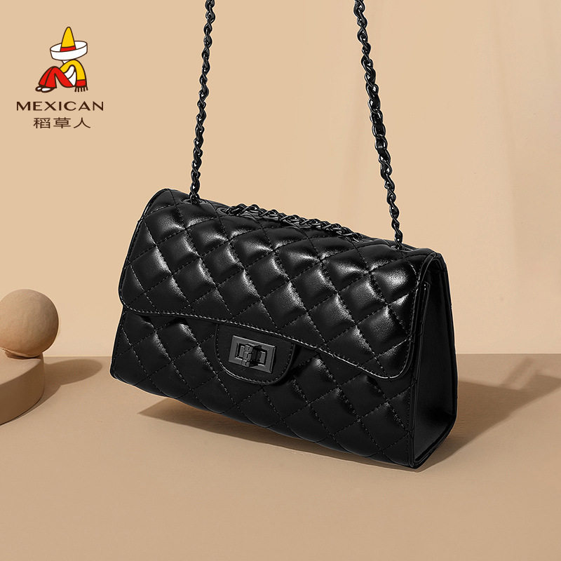 稻草人菱格链条包包女款高级质感通勤小方包法式小香风单肩斜挎包