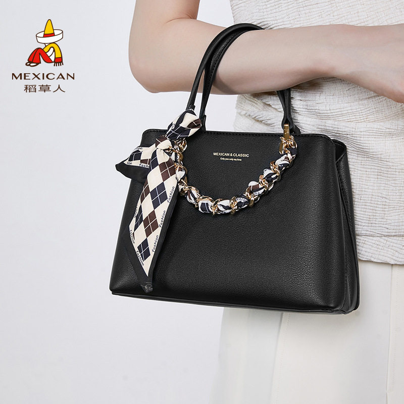 稻草人官方正品女包2025新款丝巾手提包大容量女士妈妈包包斜挎包