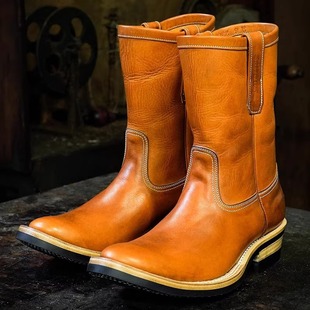 Zerrows 牛皮 日本 工装靴手工靴工程师皮靴 西部靴 工程师