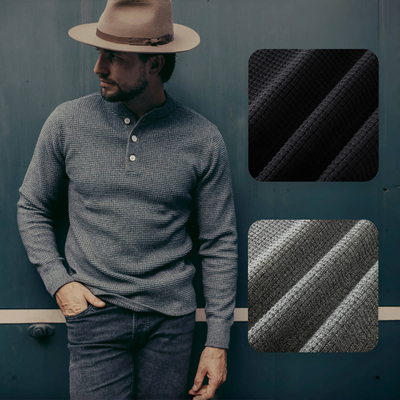 MT.Robson重磅亨利领长袖T恤亨利衫美式复古男女MTROBSON灰白色