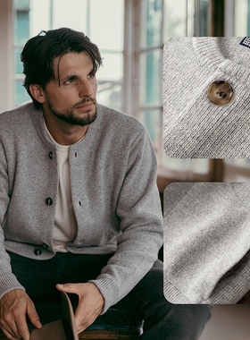 MTROBSON 小果领重磅羊毛开衫夹克毛衣美式复古高密度 MT.Robson