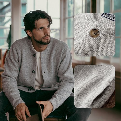 MTROBSON 小果领重磅羊毛开衫夹克毛衣美式复古高密度 MT.Robson