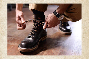 现货 DUB ROLLING 工装 TRIO 靴 德永胜也 BF01 Down Stitch 马皮