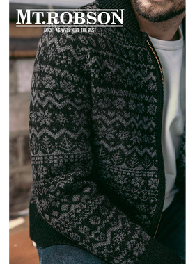 【限量款】MTROBSON 青果领重磅羊毛夹克毛衣美式复古费尔岛开衫