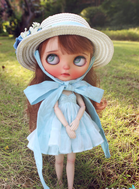小布blythe花朵草帽 小布捆带草帽 娃衣blythe吊带裙 holala娃衣