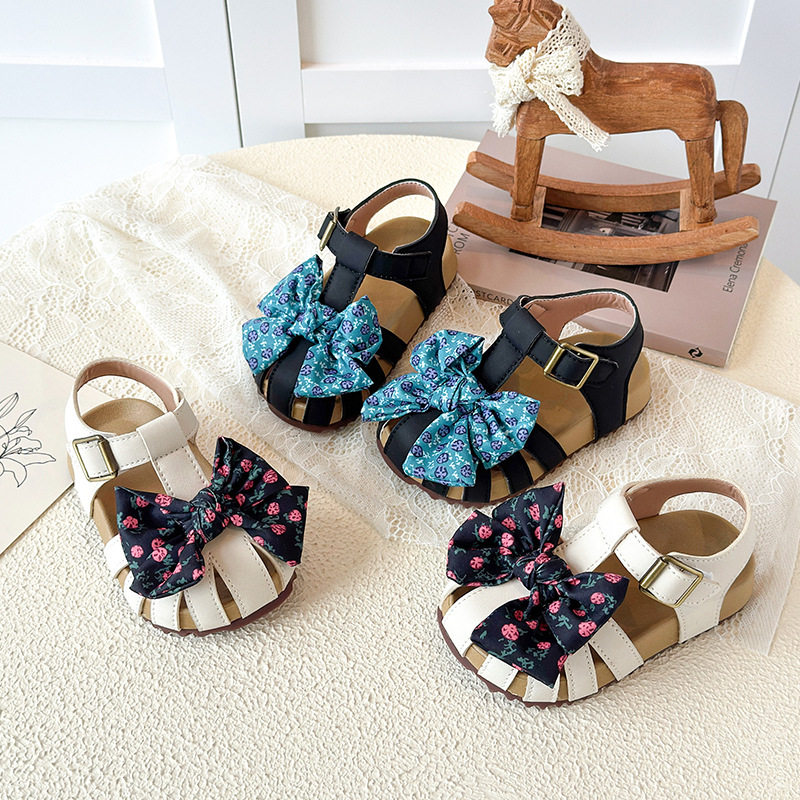 女童蝴蝶结学步鞋夏季软底防滑透气舒适公主鞋婴幼儿宝宝凉鞋可爱
