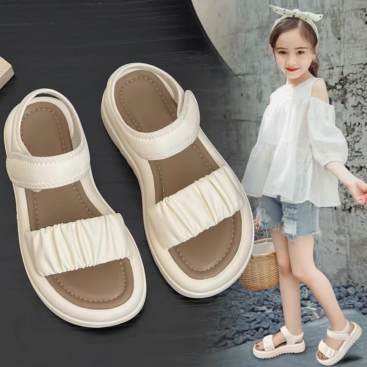 女童凉鞋夏款2026新款儿童时尚沙滩鞋女孩中大童软底公主凉拖夏季