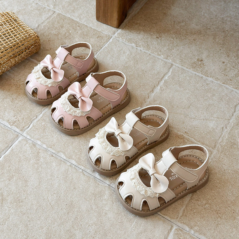 女童蝴蝶结学步鞋夏季软底防滑透气舒适公主鞋婴幼儿宝宝凉鞋可爱