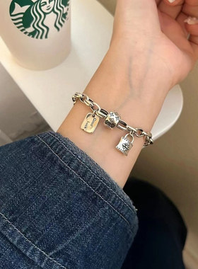 情侣款老花纯银手链洋气