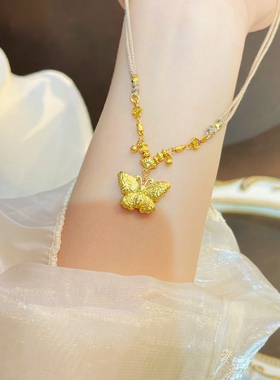 轻奢金色蝴蝶吊坠女复古精致项链