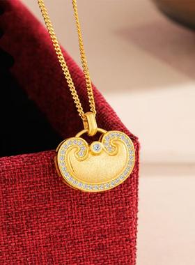 s925纯银点钻如意锁项链