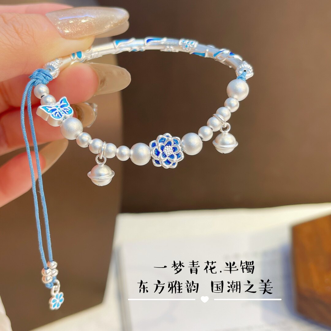 s925纯银珐琅彩蝴蝶手链