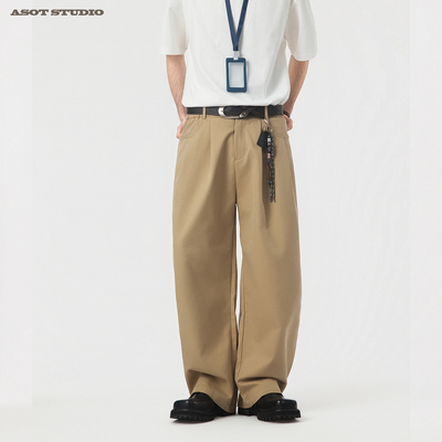ASOT 莱赛尔天丝棉四季裤 男女美式复古直筒宽松通勤百搭休闲长裤