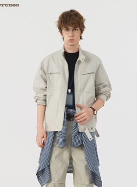 ASOT 美式复古哈灵顿水洗帆布夹克男春季宽松纯棉工装休闲外套女