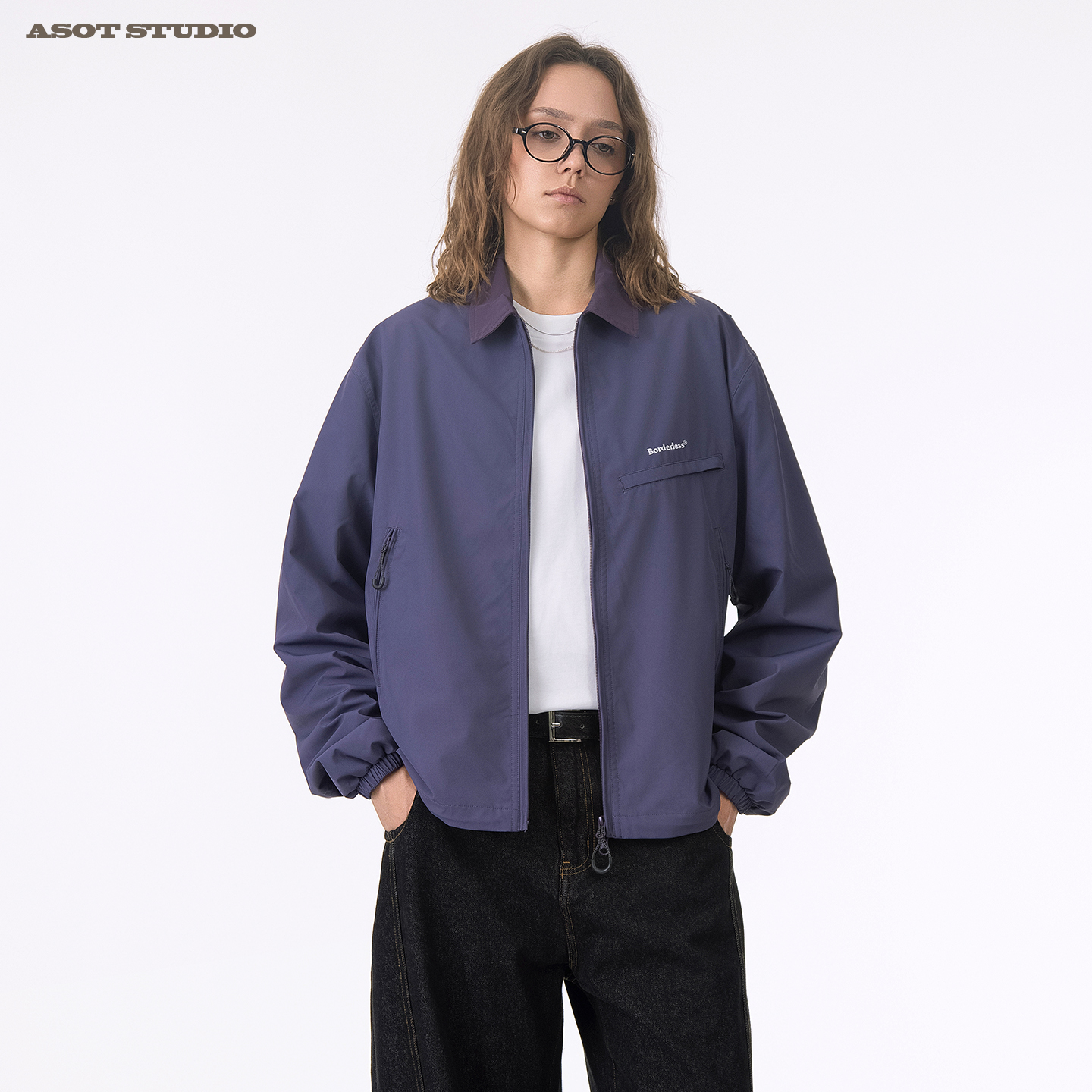 ASOT 撞色夹克 春秋中性风cozyfit日系无性别宽松休闲立领外套
