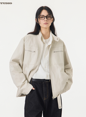 ASOT 美式复古哈灵顿水洗帆布夹克男秋季cozyfit纯棉工装外套女