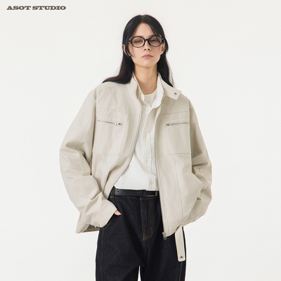 ASOT 美式复古哈灵顿水洗帆布夹克男秋季cozyfit纯棉工装外套女