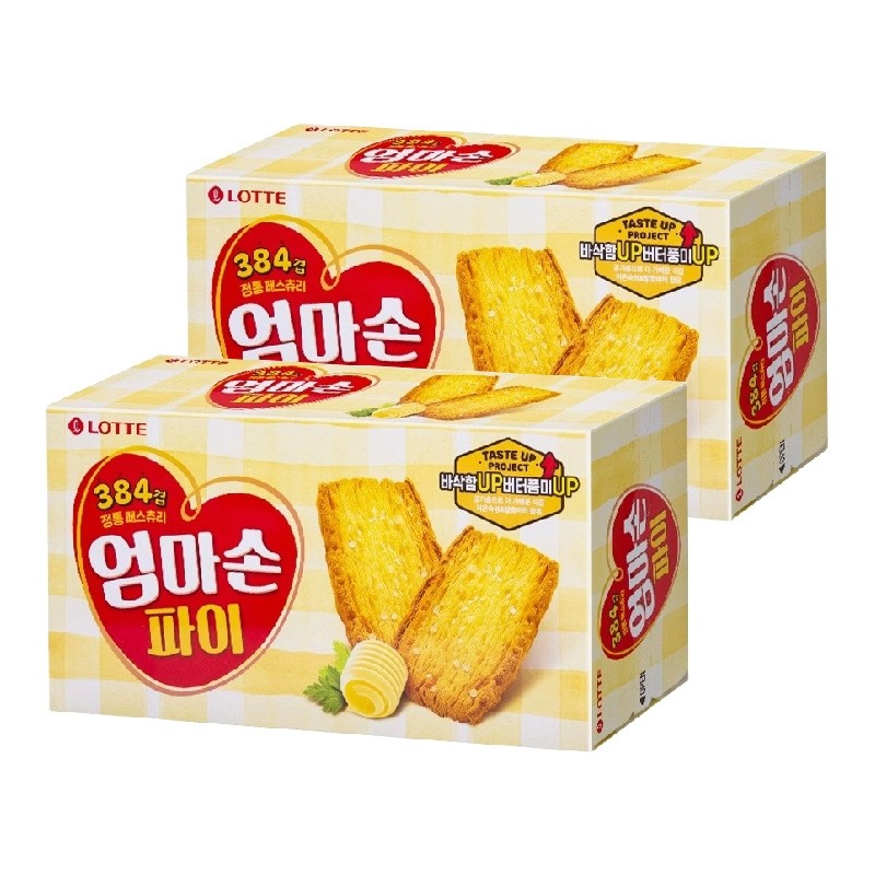 韩国进口乐天妈妈手派127g千层酥蜂蜜黄油味奶香酥脆饼干休闲零食