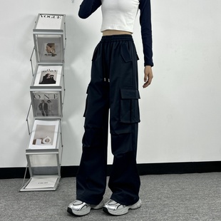 高个子175加长工装裤女春秋新款高腰宽松直筒阔腿休闲加绒冲锋裤