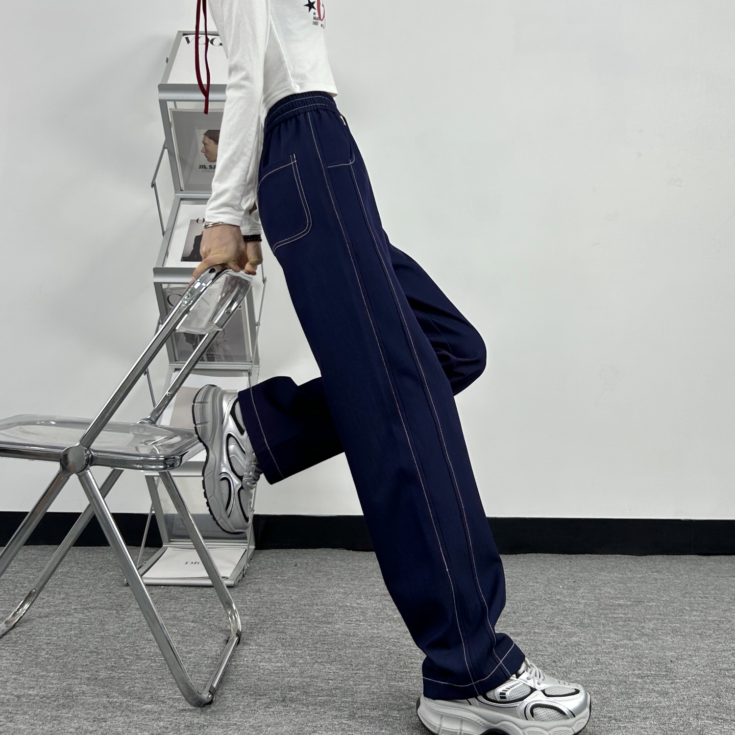 高个子175加长牛仔休闲裤女春秋冬季新款高腰宽松直筒窄版阔腿裤
