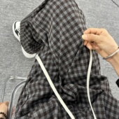 高个子175加长格子阔腿裤 直筒休闲拖地裤 女春秋冬季 加绒2025新款