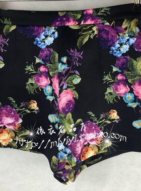 品牌女装折扣专柜正品清仓春秋冬装新款甜美百搭碎花修身显瘦短裤