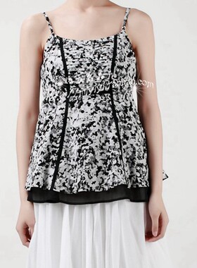 品牌女装折扣夏装新款正品甜美百搭修身显瘦碎花纯棉小吊带打底衫