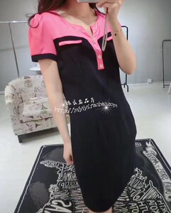 品牌女装折扣2024夏装专柜正品新款修身显瘦短袖百搭淑女装连衣裙