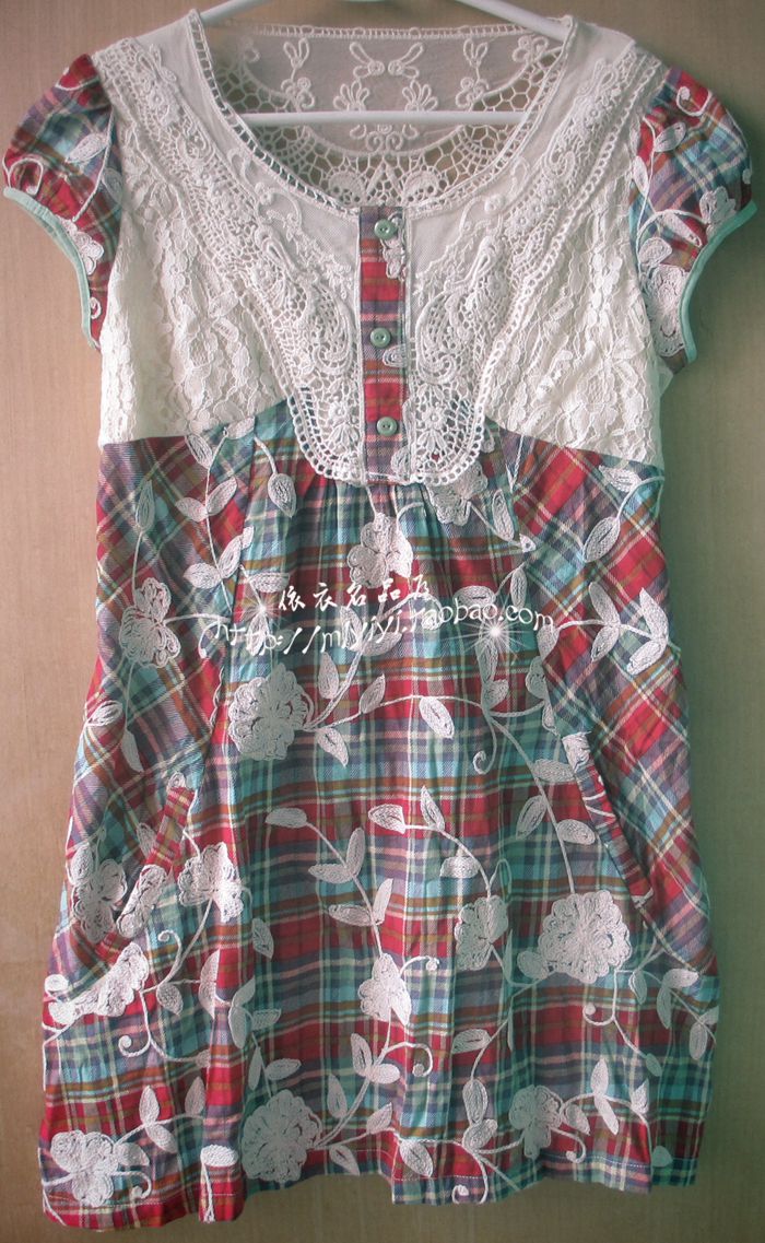 品牌女装折扣夏装新款正品纯棉甜美百搭淑女上衣可做连衣裙无吊牌