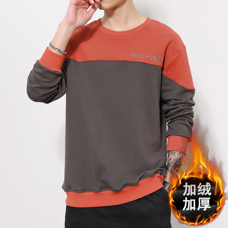 New autumn loose Pullover round collar Plush sweater with fashionable brand personalized embroidery