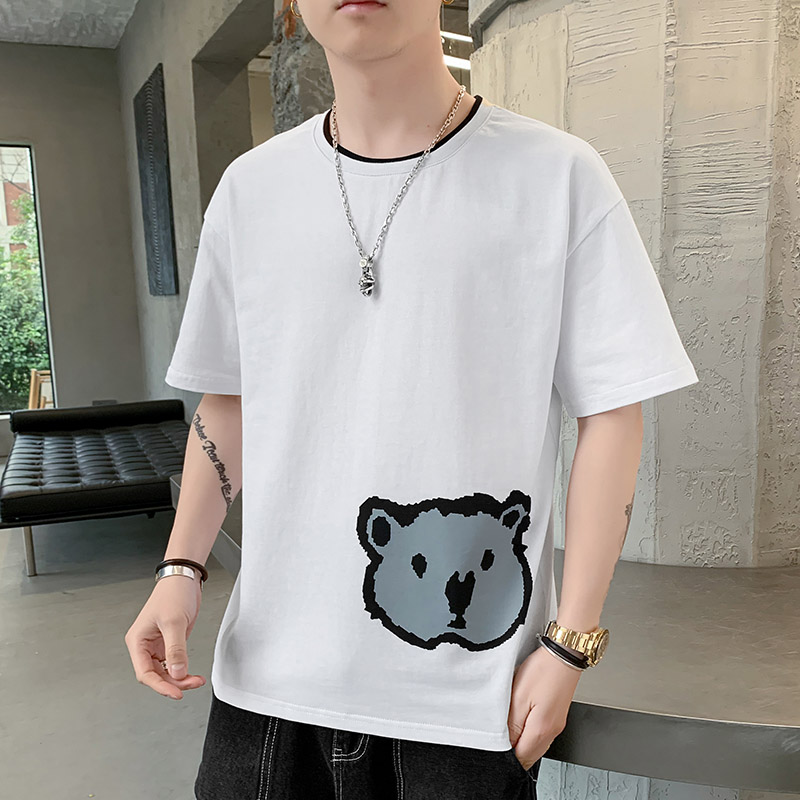 Summer short sleeve T-shirt trend versatile men's half sleeve T-shirt simple top fashion