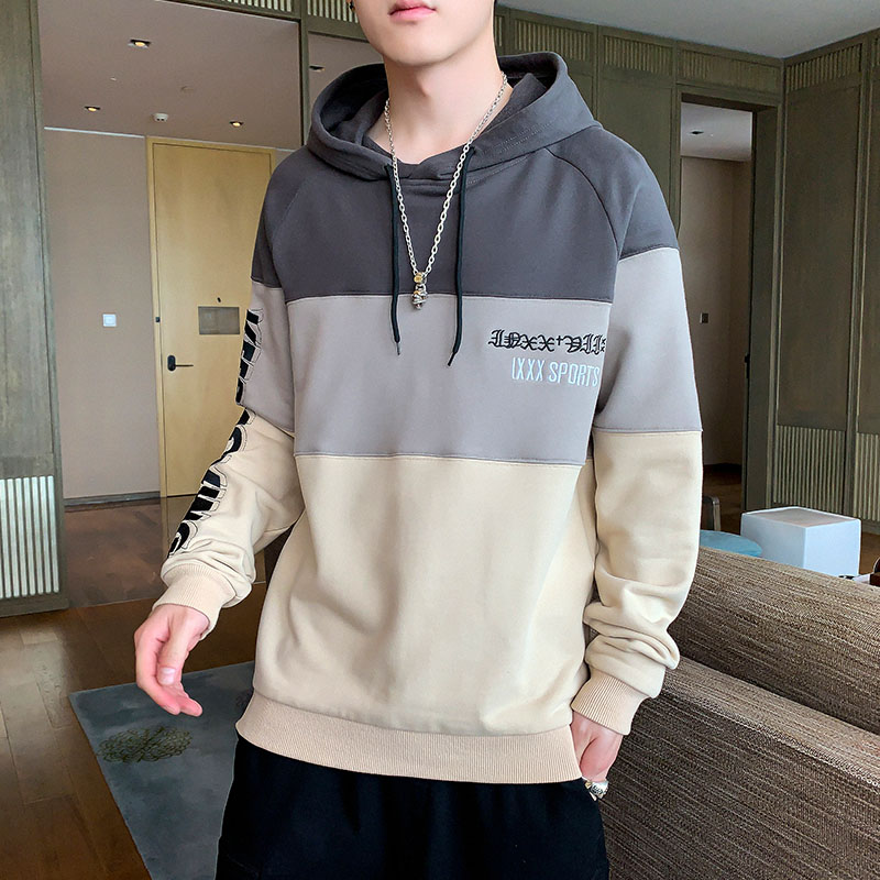 New autumn languid loose Pullover Hooded Sweater fashion brand stitching embroidery