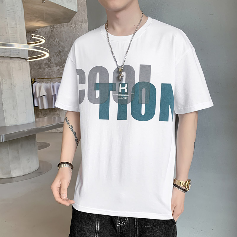 Summer short sleeve T-shirt trend versatile men's half sleeve T-shirt simple top fashion