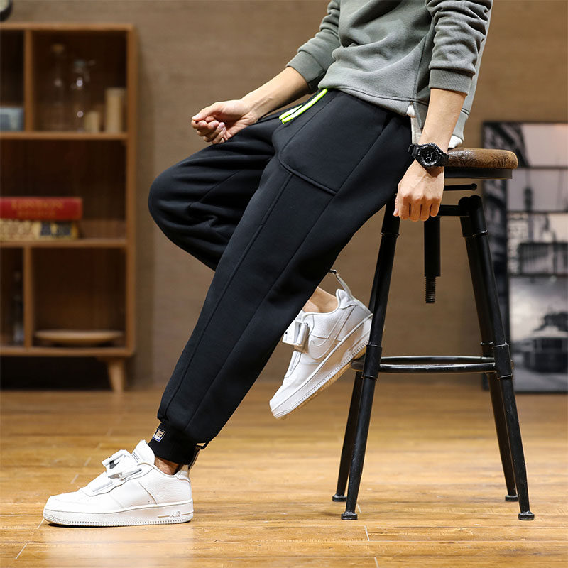 春裝21新款運動休閒褲男衛褲大寬鬆束腳褲