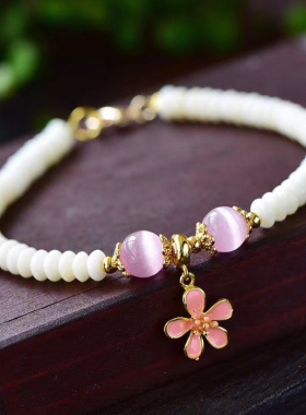 百搭天然贝壳白色单圈手链