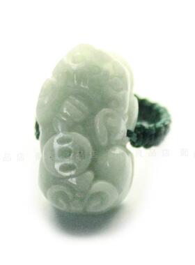 天然翡翠貔貅戒指精雕翡翠皮丘