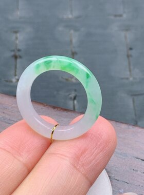 11号缅甸天然A货翡翠 T1033 内径16/3.6/3.6mm 冰绿戒指细条