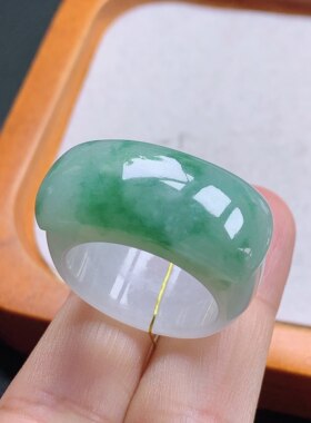 22-23号缅甸天然A货翡翠 T1224 内径20.4mm 飘花马鞍戒指扳指