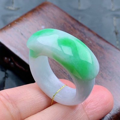 24号缅甸天然A货翡翠 T1015 内径20.6/11/4mm 阳绿马鞍戒指扳指