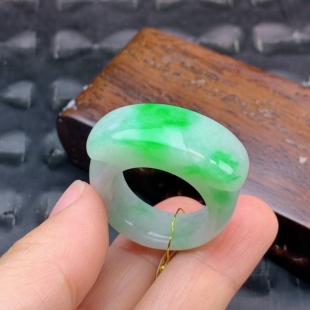 内径20.6mm 正阳绿马鞍戒指扳指 T1105 23.24号缅甸天然A货翡翠