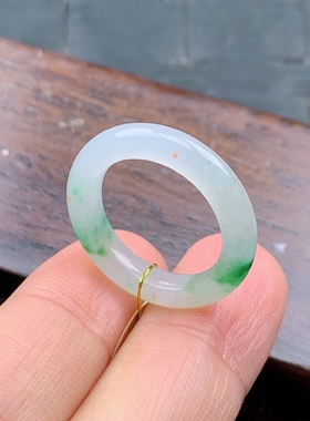 11号缅甸天然A货翡翠 T1030 内径16/3.8/3.4mm 冰绿洒金戒指细条