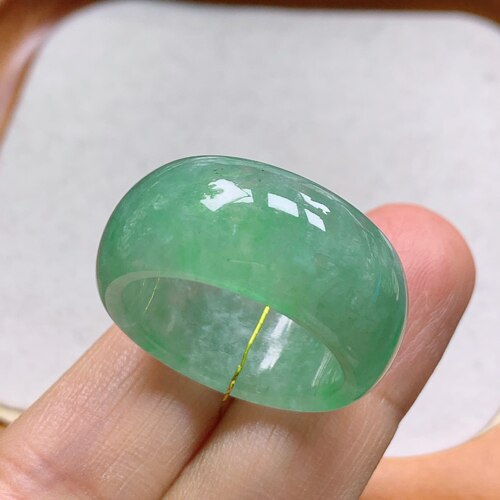20-21号缅甸天然A货翡翠 T1189 内径19.5mm 冰绿轮胎戒指扳指