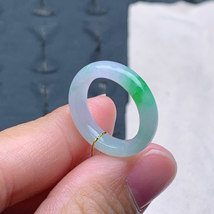 7-8号缅甸天然A货翡翠T530 内径15mm 阳绿戒指小细条阳绿指环素圈