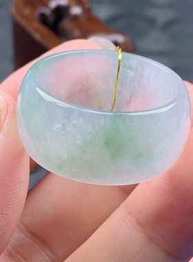 29-30号缅甸天然A货翡翠 T973 内径22.7mm冰飘花起光车轮胎扳指