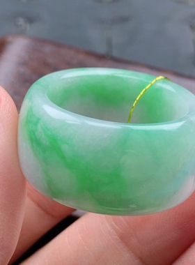 23-24号缅甸天然A货翡翠 T1010 内径20.6/13.2/3.9mm飘绿轮胎戒指