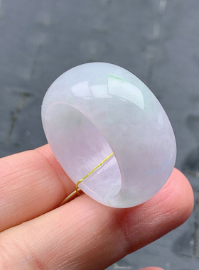 23号缅甸天然A货翡翠T638 内径20.4mm淡紫罗兰飘绿轮胎宽边戒指